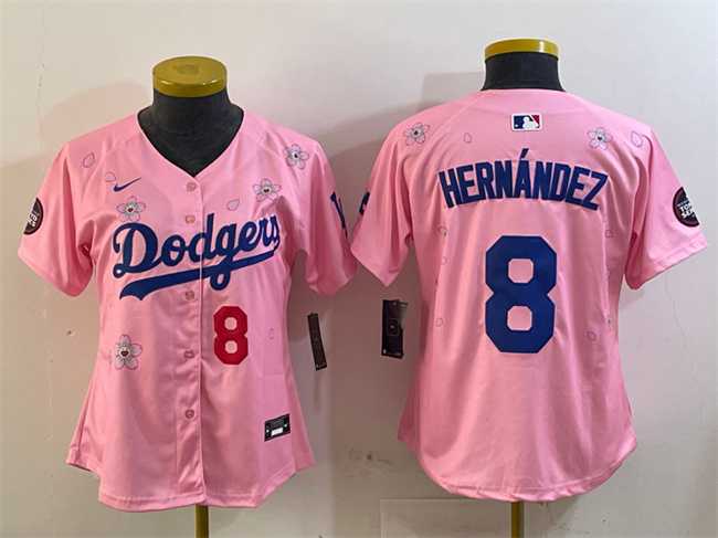 Youth Los Angeles Dodgers #8 Enrique Hernandez Pink 2025 Tokyo Series Limited Stitched Jersey->mlb youth jerseys->MLB Jersey